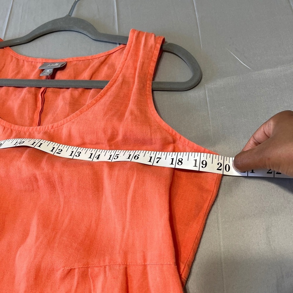 J Jill Linen Shift Dress Petite Medium Coral Orange Sleeveless Summer Boho - Picture 7 of 7